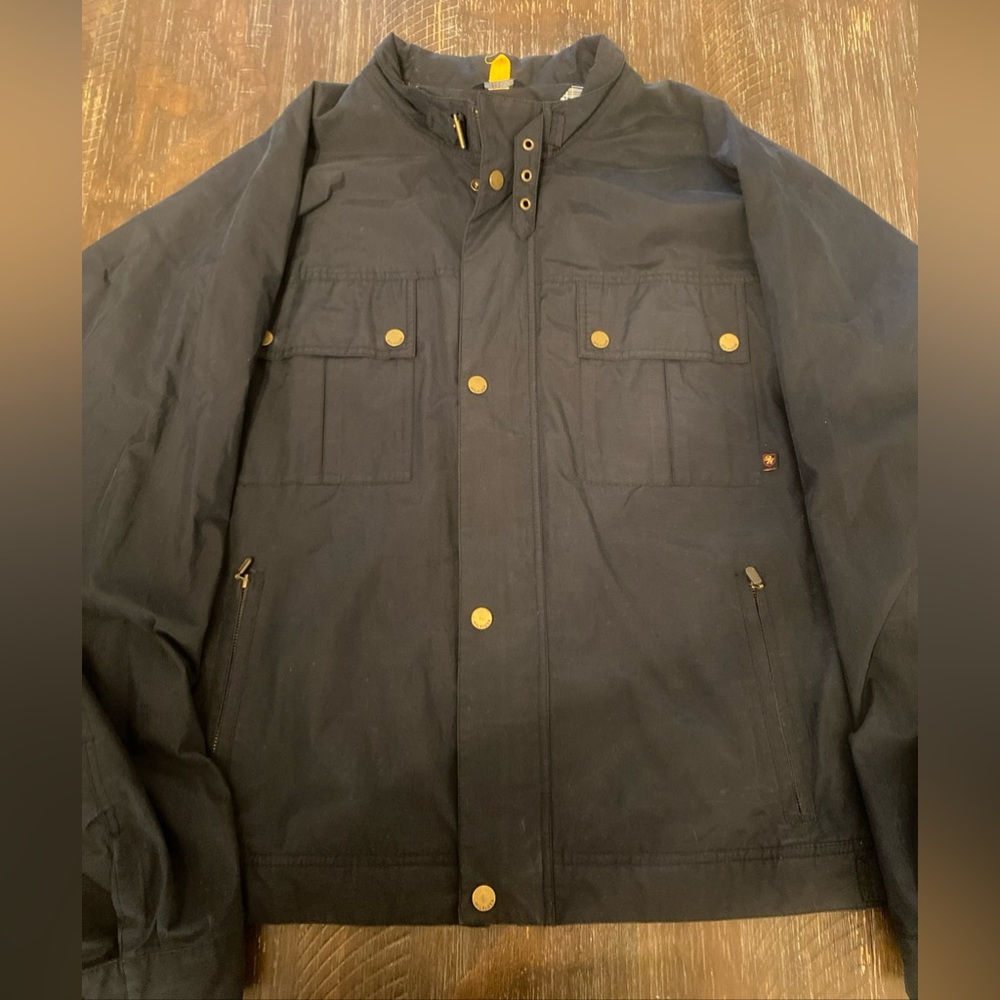 Tommy Hilfiger Black Military Style Jacket Bomber Brass Buttons 2XL